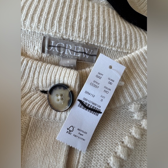 NWT! J. CREW Women’s Popcorn-stitch Cardigan in Vintage Wool, Ivory, Size Small - Picture 9 of 14
